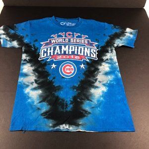 Liquid Blue 2016 Chicago Cubs Shirt Men Small Blue Colorful Tie Dye Short Sleeve